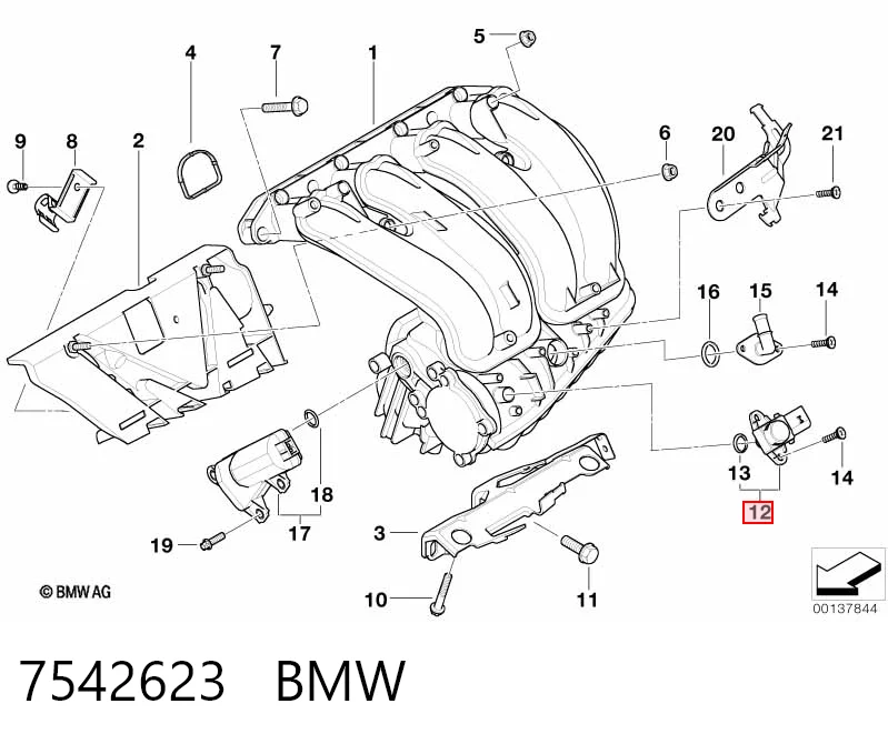 7542623 BMW Czujnik ciśnienia w kolektorze ssącym, MAP