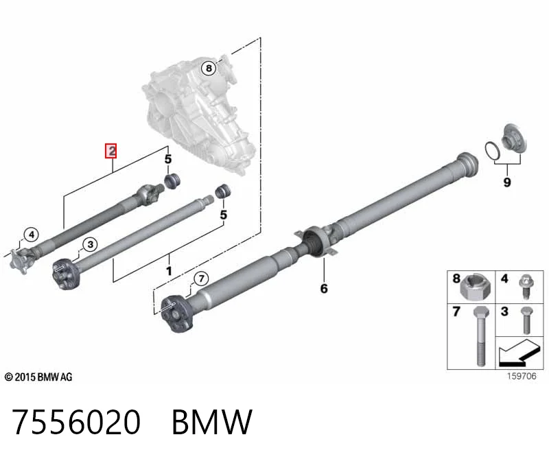 7556020 BMW Wał Cardana, do mostu przedniego