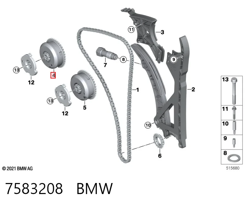 7583208 BMW Koło zębate walcowe wałka rozrządu wydechowego
