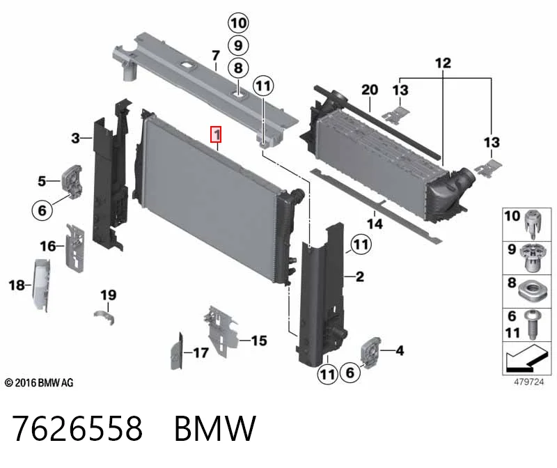 7626558 BMW Chłodnica silnika