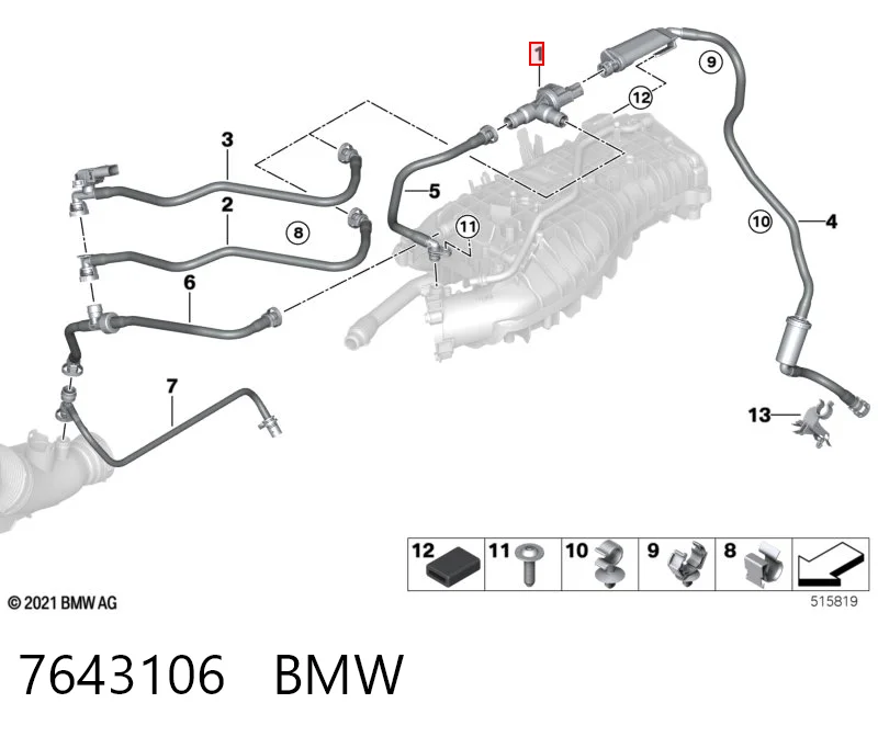 7643106 BMW Zawór odpowietrzający zbiornika paliwa