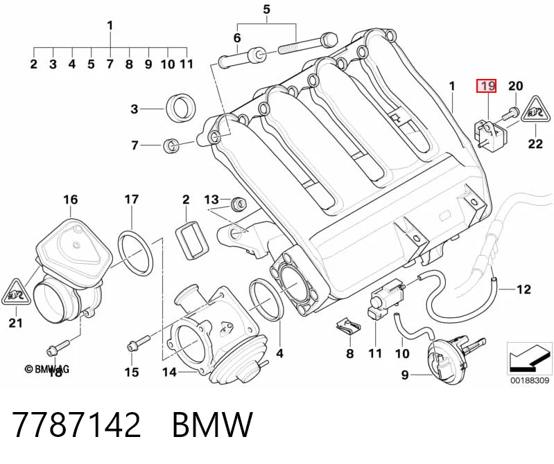 7787142 BMW Czujnik ciśnienia w kolektorze ssącym, MAP