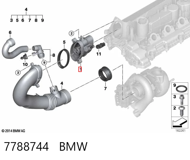 7788744 BMW Czujnik przepływu powietrza, przepływomierz powietrza M.A.F.