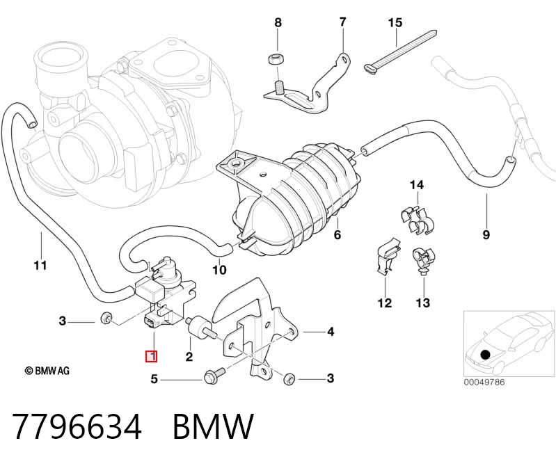 7796634 BMW Przetwornik ciśnienia (solenoid) doładowania