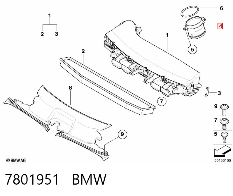 7801951 BMW Czujnik przepływu powietrza, przepływomierz powietrza M.A.F.
