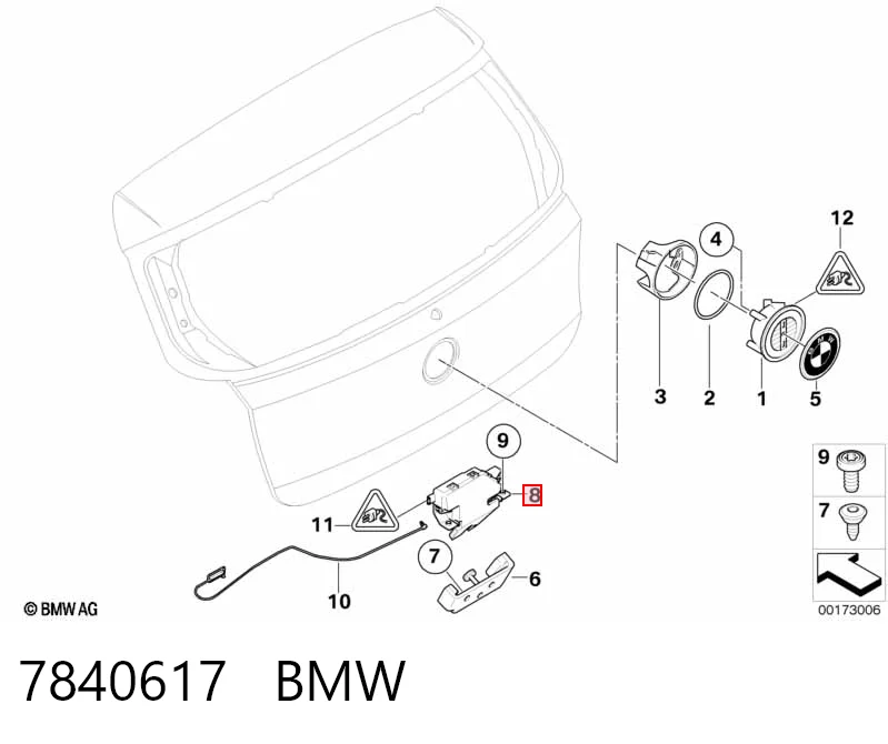 7840617 BMW Zamek klapy bagażnika (3/5 drzwi tylnych)
