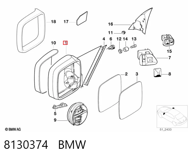  Lusterko wsteczne lewe BMW 3 
