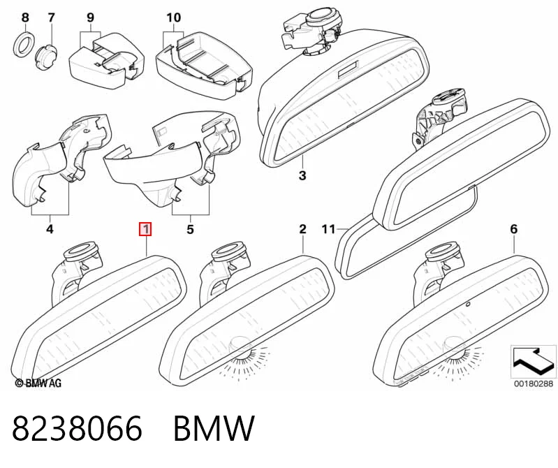 Lusterko wewnętrzne BMW X3 SUV (E83) (2004 - 2010) cena, od 46,62 USD