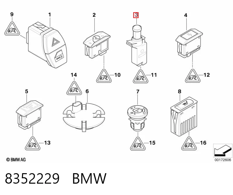 8352229 BMW Przełącznik szyberdachu