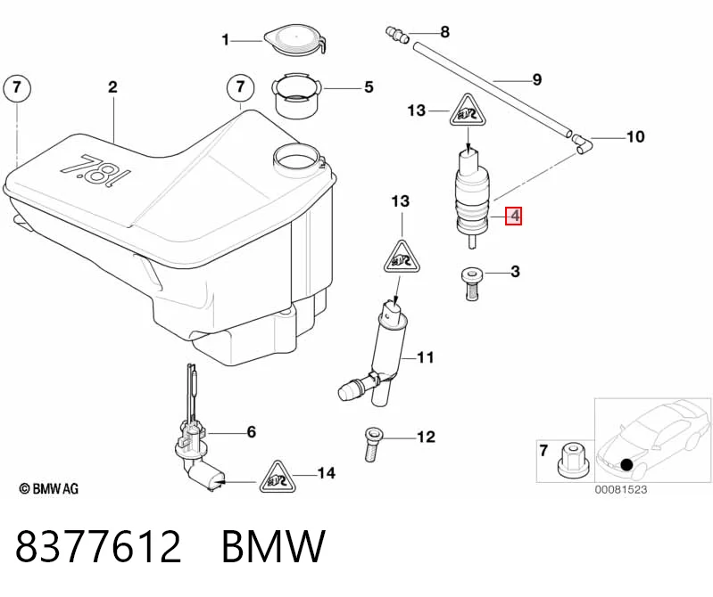 8377612 BMW Pompka spryskiwacza szyby przedniej