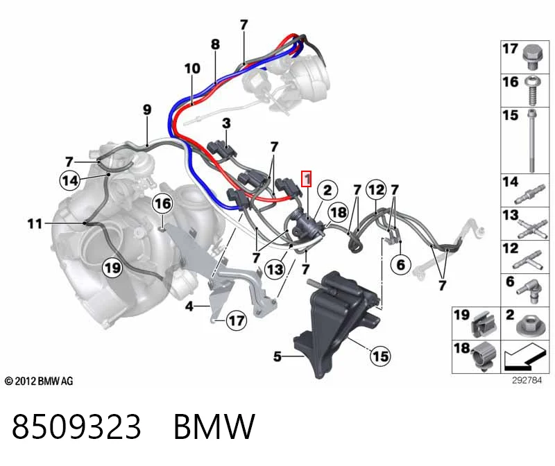 8509323 BMW Przetwornik ciśnienia (solenoid) doładowania