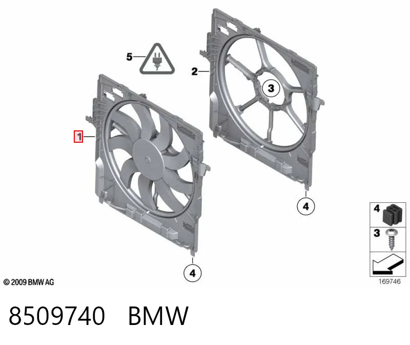  Wentylator elektryczny układu chłodzenia kompletny (silnik+wirnik) BMW 5 