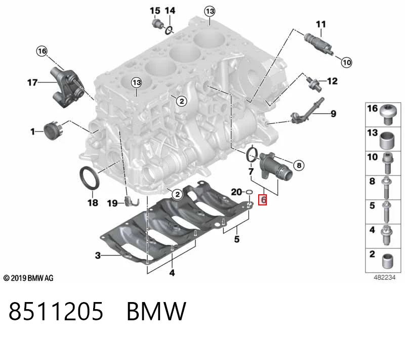 8511205 BMW króciec układu chłodzenia