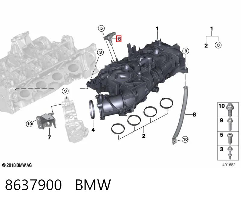 8637900 BMW Czujnik ciśnienia w kolektorze ssącym, MAP