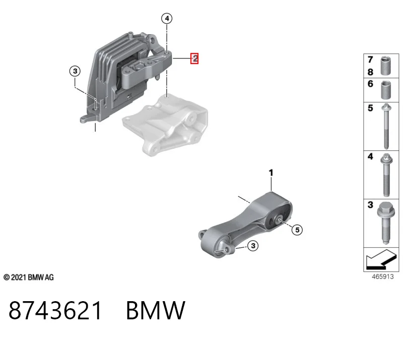 8743621 BMW Poduszka (podpora) silnika prawa