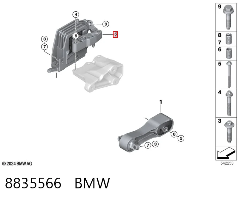 8835566 BMW Poduszka (podpora) silnika prawa