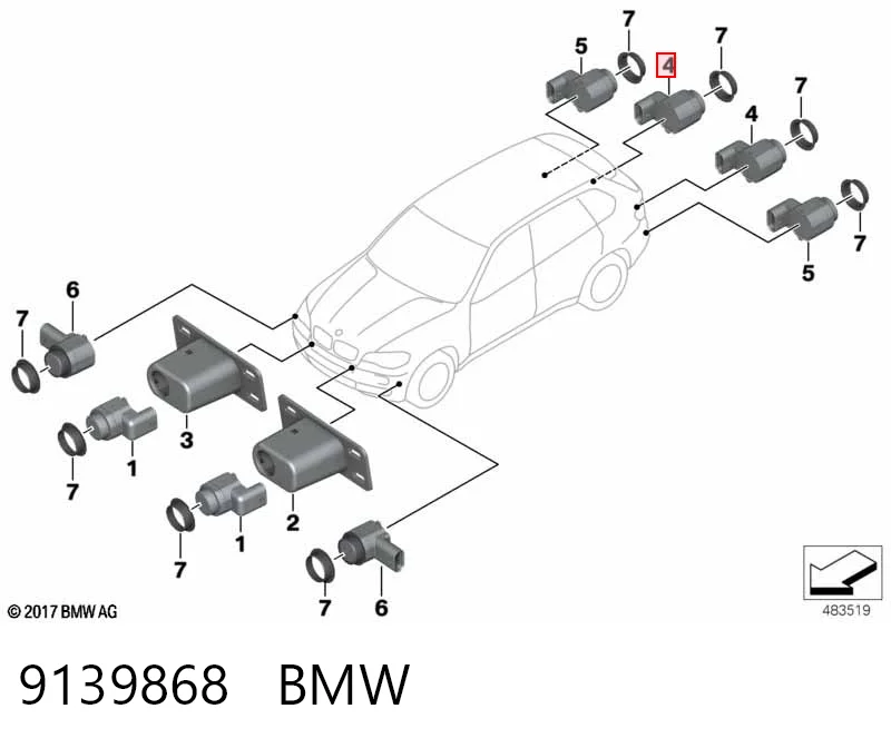 9139868 BMW Czujnik parkowania przedni boczny