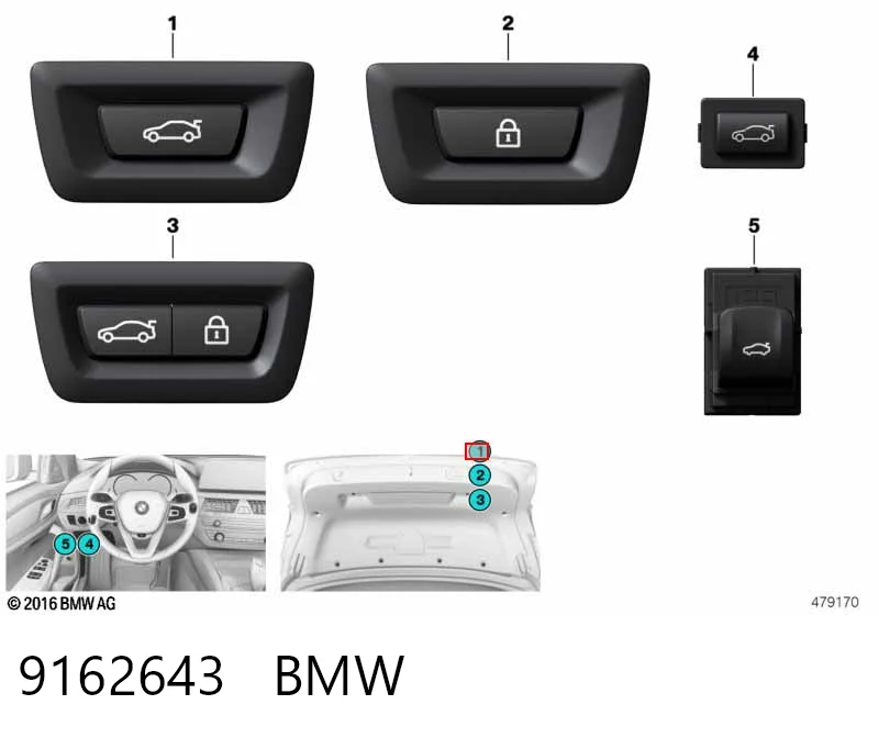 9275119 BMW Klamka bagażnika (drzwi 3/5 tylnych) zewnętrzna