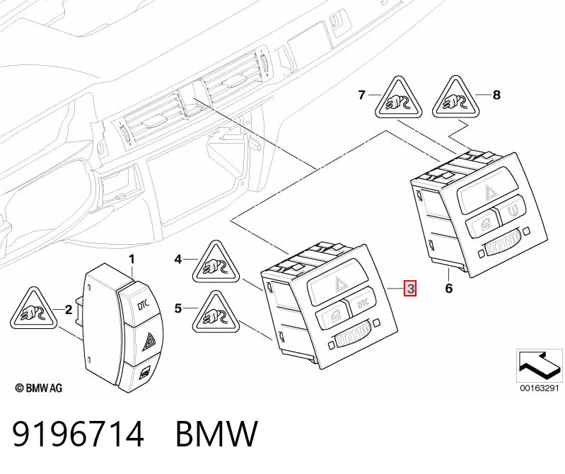 Do koszyka Przycisk włączania światła awaryjnego BMW 3  E90