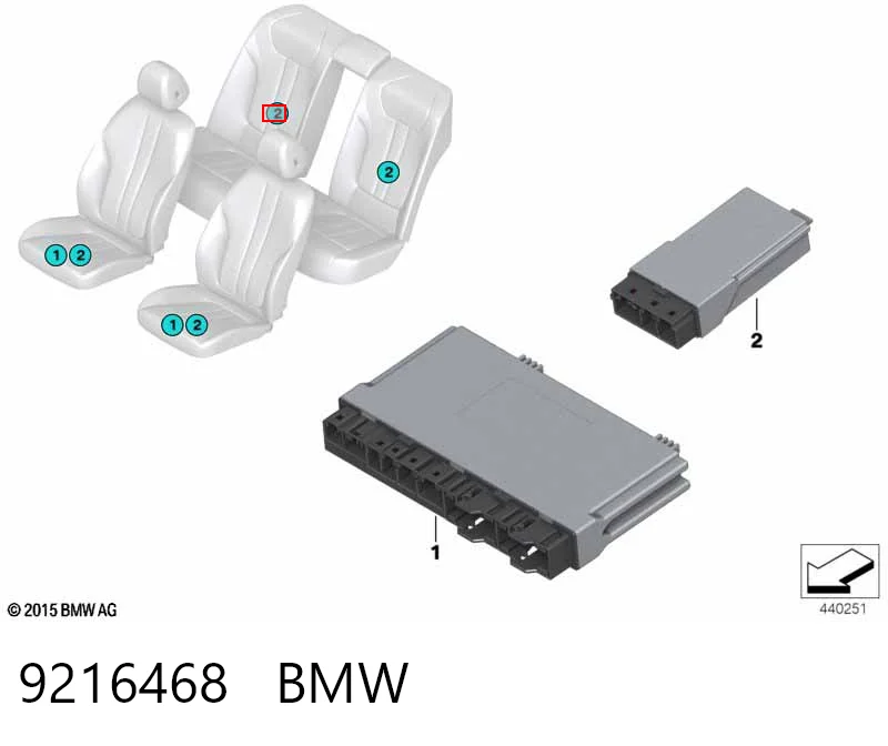 9216468 BMW Moduł sterujący przedniego siedzenia (ECU)