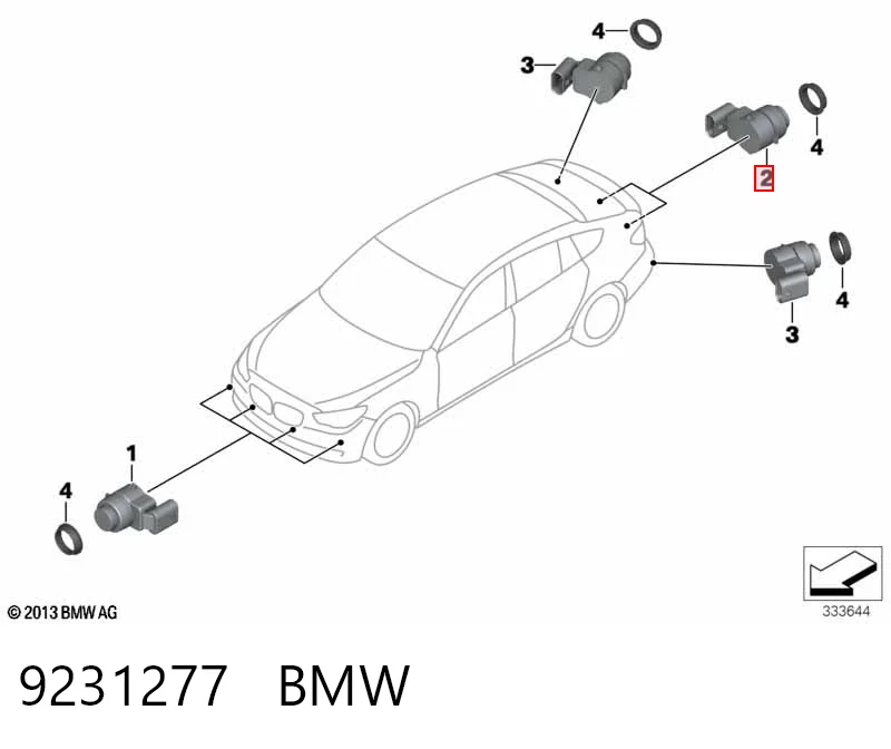 9231277 BMW Czujnik parkowania przedni/tylny środkowy