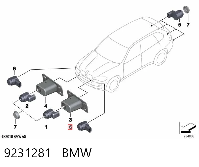 9231281 BMW Czujnik parkowania przedni