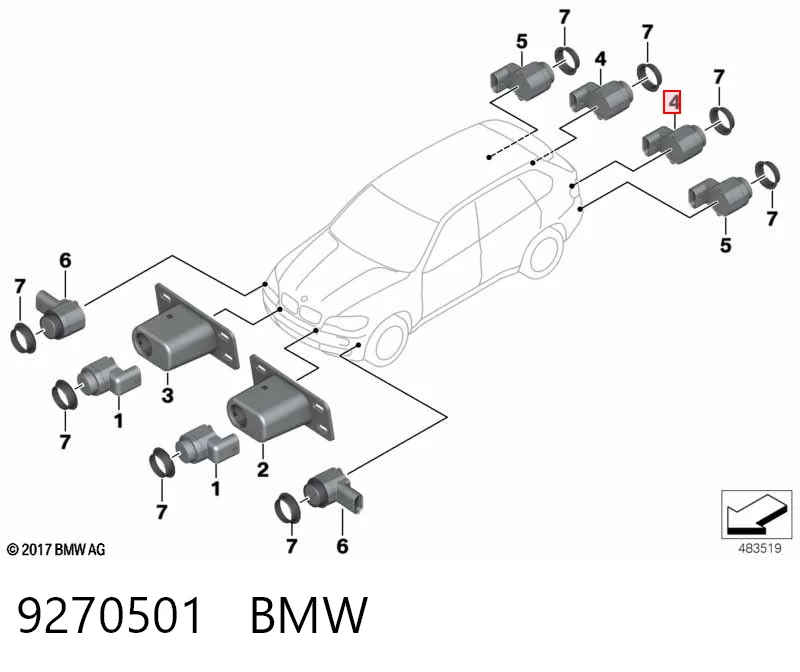 9270501 BMW Czujnik parkowania przedni boczny