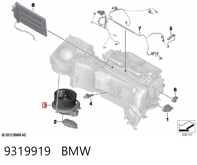 9319919 BMW Silniczek wentylatora nagrzewnicy (ogrzewacza wnętrza)